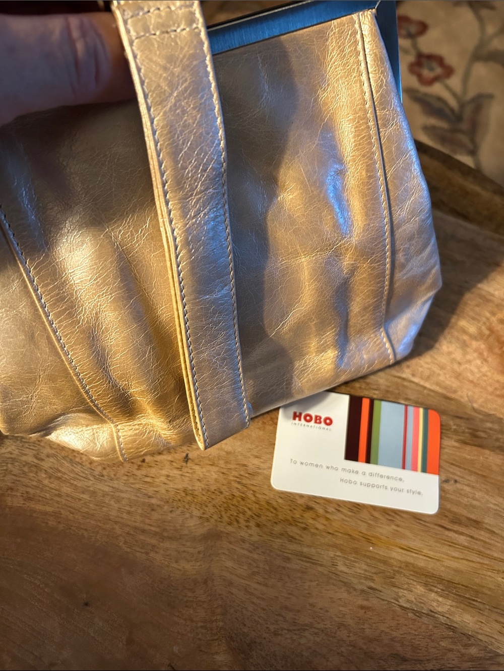 HOBO Shimmering Gold Leather Hobo Bag